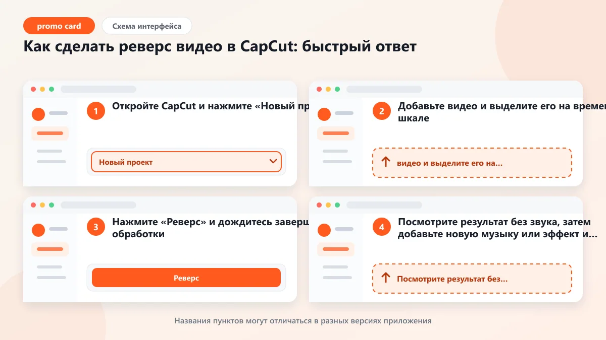 Как сделать реверс видео в CapCut: инструкция 2026: наглядная инструкция по шагам